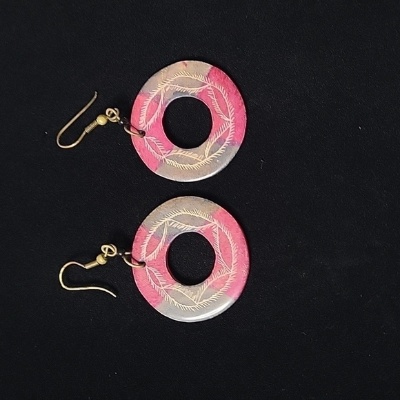 Handmade soapstone earrings, hoops. - Picture 1 of 4